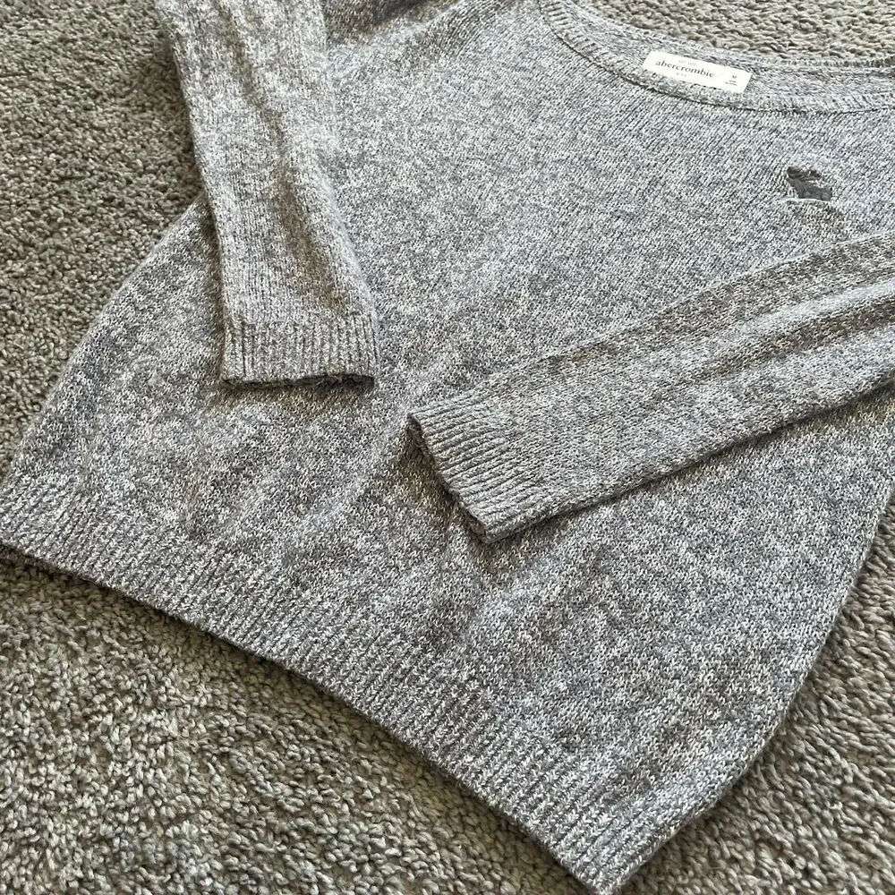 Abercrombie Kids Sweater Girls Sz M Grey Preppy Y2k Classic Minimalist Moose
